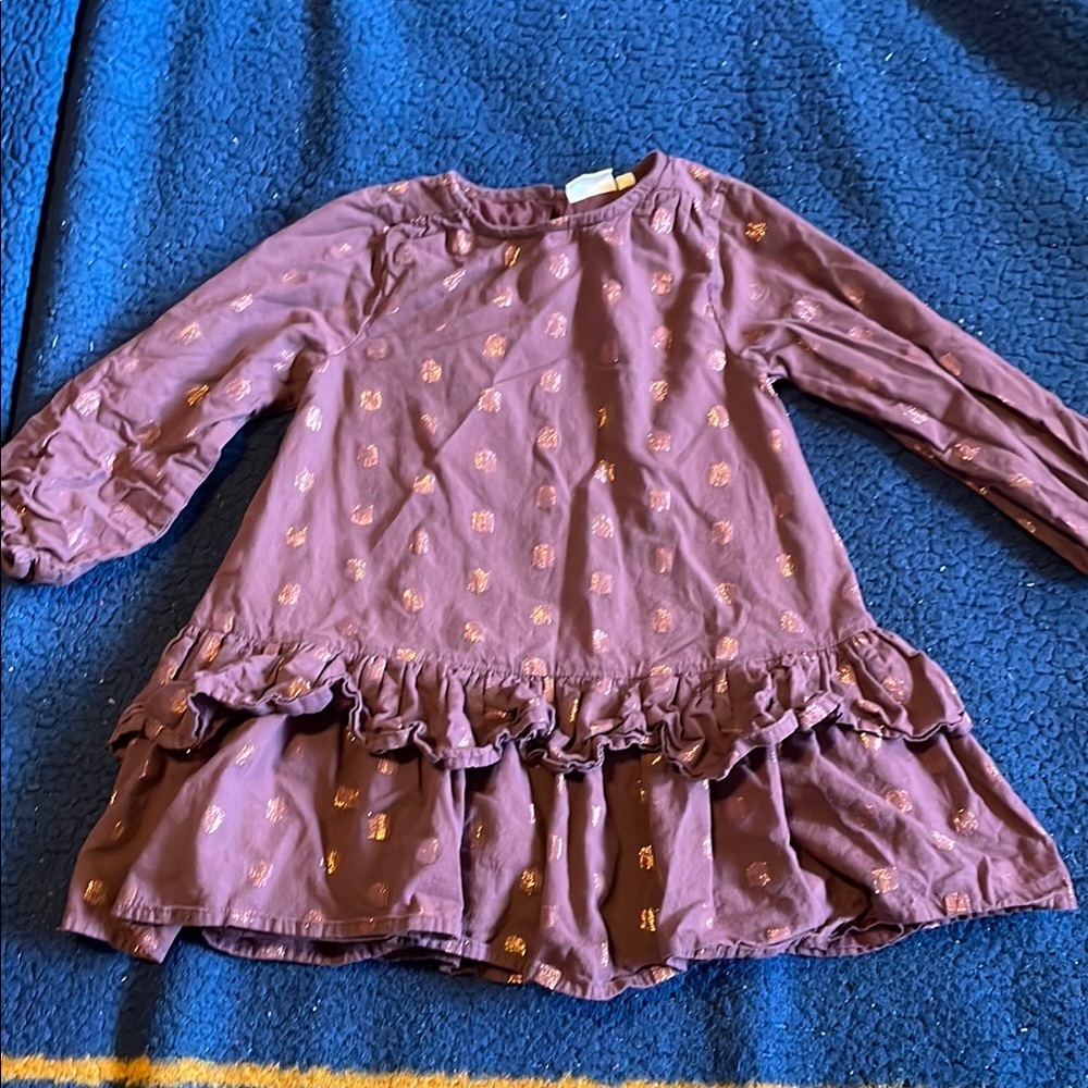 Minymo Purple / brown Long Sleeve Dress with Gold Accents